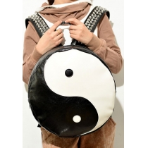 Black and White Taiji Studded Backpack School Bag 