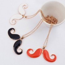 andy Color Moustache Pendant Long Chain Necklace 