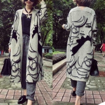 Fashion Long Sleeve Open-front Knitted Cardigan
