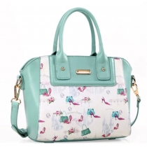 Floral Stiletto Print Double Handle Tote Bag with Shoulder Strap 