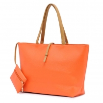 Simple Solid Color Batwing Tote Bag Handbag with a Change Purse