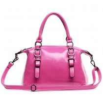 Solid Color Double Handle Tote Bag Handbag with Shoulder Strap 