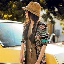 Multicolor Braided Straw String Hat Cap for Sun Protection