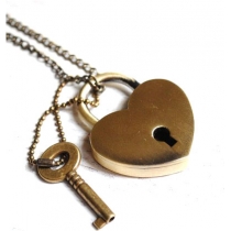 Romantic Retro Heart Lock Key Pendant Necklace