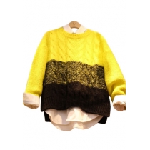 British Style Retro Mixing Color  Knit Sweater