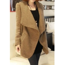 OL Style Gorgeous Solid Color Lapel Irregular Worsted Coat