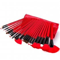Professional Cosmetic 24 pcs Makeup Cosmetic Brushes Set with Black Red Case Bag 