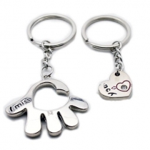 1 Pair Hand and Heart Cute Couple Keychain Love Keychain Key Ring 