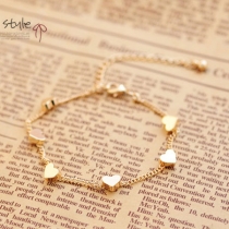 Chic Sweet Love Heart Stars Pendant Gold Chain Bracelet 