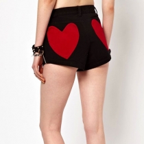 Cropped Tank Top and Red Love Heart Applique Shorts 