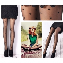 Must-have Embroidery Love Heart Stretchy Thin Leggings Stockings
