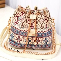 Bohemian Women's Shoulder Bag With Chains and Print Design