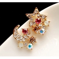 Moon and Star Diamond Earrings