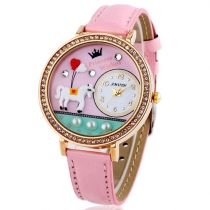 Cute Sweet Rhinestone Merry-go-round Wrist Watch 