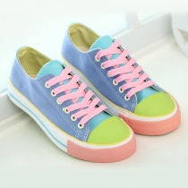 Cute Candy Contrast Color Casual Shoes Canvas Sneaker Flats 