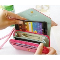 Candy Color Multi-function Envelope Wallet Case Samsung Galaxy S3 S4 Iphone 4/4S/5/5S Phone Bags Purse 