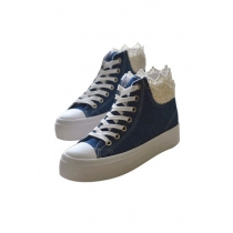 Leisure Sweet Lace Spliced High-top Canvas Shoes