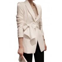 Simple Elegant Gorgeous White Bowknot Blazer
