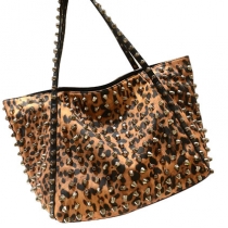 Punk Style Stylish Cool Overall Leopard Print Rivet Handbag