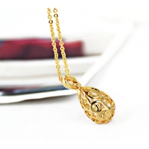 Hollow Out Water Droplets Zircon Gold Plated Necklace