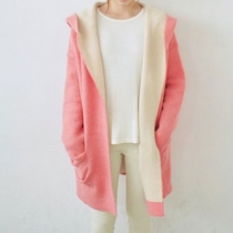 Street-chic Sweet Fleece Lining Pink Worsted Coat