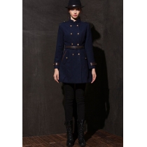 Military Inspired Double Breast Spliced Long Coat