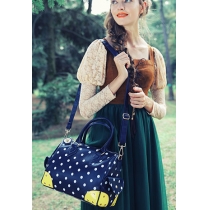 Street-chic Contrast Color Polka Dots Hardware Purse Shoulder Handbag
