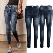 Fashion Middle Waist Slim Fit Jeans
