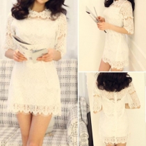 Sexy Hollow Out Half Sleeve Lace Dress