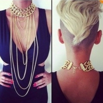 Punk Style Multilayer Tassels Gold Body Chain Necklace