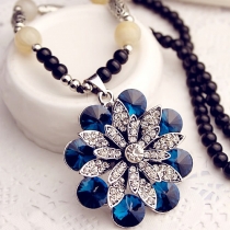 Fashion Rhinestone 3D Crystal Flower Pendant Necklace