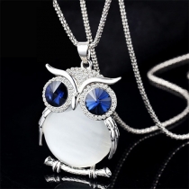 Fashion Sparkly Rhinestone Owl Pendant Necklace