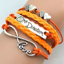 Vintage Love Pendant One Direction Engraved Woven Bracelet