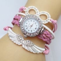 Fashion Rhinestone Angel Wing Woven Bracelet Watch
