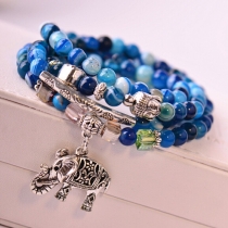 Fashion Elephant Pendant Crystal Agate Bracelet