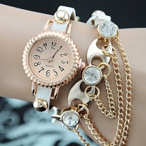 Bohemian Style Rhinestone Link Chain Bracelet Watch