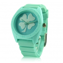 Fashion Silicon Watchband Leaf Clover Quartz Watch