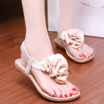Bohemian Style Falbala Flower Flat Thong Sandal