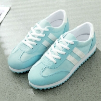 Casual Contrast Color Breathable Lace Up Sneakers Running Shoes
