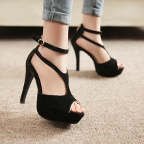Fashion Hollow Out Buckle Strap Peep Toe Stiletto Sandals