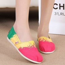 Fashion Spliced Contrast Color Slip-on Canvas Shoes