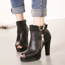Fashion Thick High-heeled Buckle Strap Peep Toe Shoes