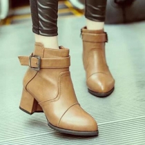 British Style Pointed Toe Thick Heel Martin Booties
