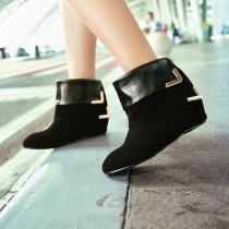 Fashion Flanging Round Toe Inner-increased Martin Booties