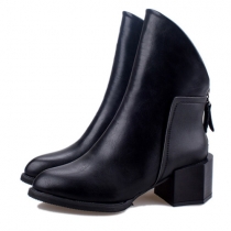 Fashion Oblique Opening Thick Heel Pointed Toe Martin Booties