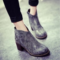 Fashion Thick High-heeled Round Toe Ankle Booties