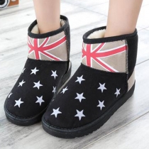 Fashion Stars Print Round Toe Flat Heel Warm Snow Boots