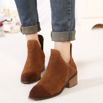 Fashion Thick Heel Pointed Toe Ankle Boots Booties