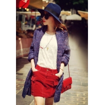 Retro Mixed Color Double-breasted Lapel Knitting Cardigan