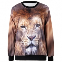 Fashion Tiger Pattern Long Sleeve Round Neck Sweatshirt